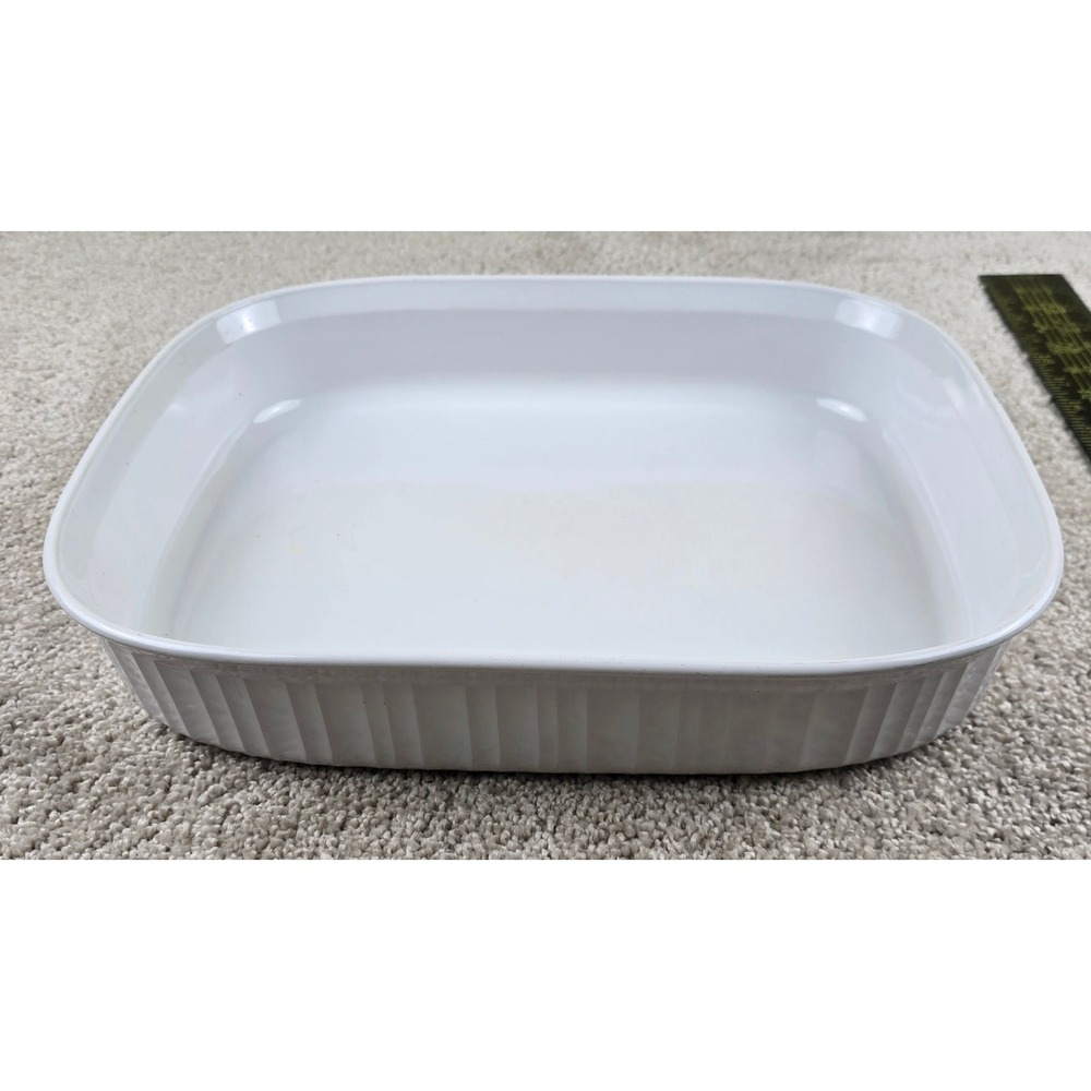 CorningWare French White Rectangular Baking Dish Fluted Stoneware Casserole